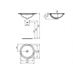 Ideal Standard Connect Round iš apačios montuojamas praustuvas galimi matmenys 480x480mm E505401